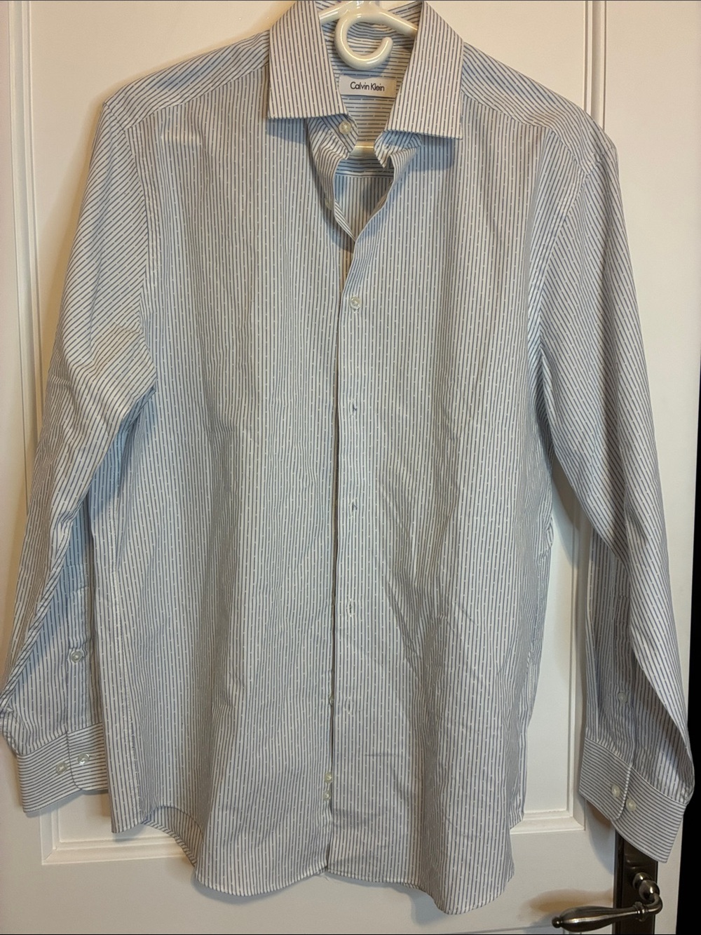 Calvin Klein Light Blue & White Pinstripe Dress Shirt 👵MT
